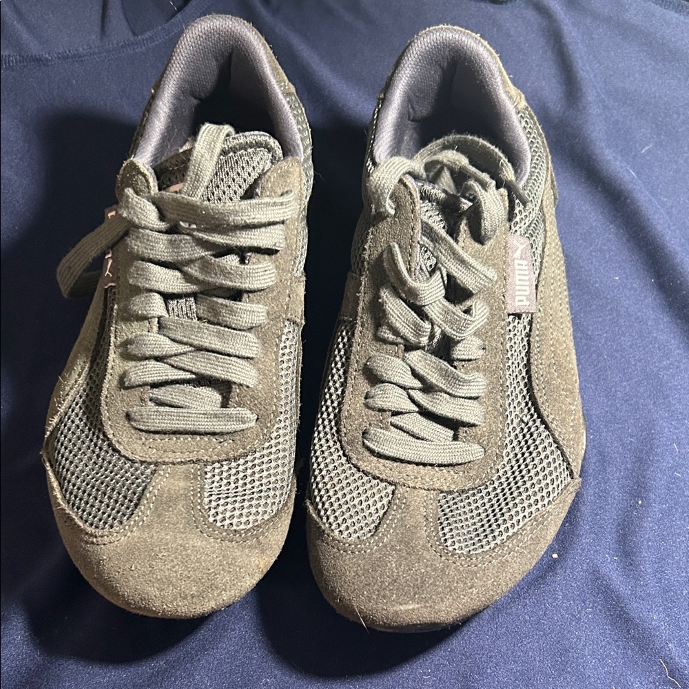 Puma Charcoal Suede Mesh Sneakers